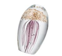 Hemobllo Glass Jellyfish Figurine with Stable Structure and Floating Particles, Decorative Glass Paperweight for Desk, Home Office or Aquarium Display, Unique Sea Creature Gift