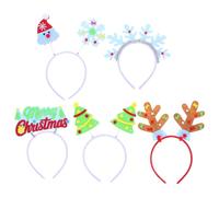 Hemobllo Glow in the Dark Christmas Headbands 5Pcs Set Reindeer Antlers Snowflake Hair Hoops Light up Xmas Party Supplies for Adults and Kids