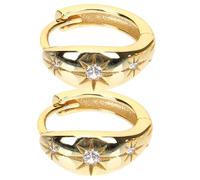 Hemobllo Golden Eight-point Star Rhinestone Hoop Earrings for Women, Small Loop Earrings with Sparkling Diamonds, Wedding Statement Jewelry Accessory, 1 Pair