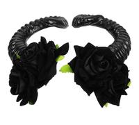 Hemobllo Gothic Sheep Horn Hair Clips Elegant and Sweet Style Plastic Material 1 Pair with Rose Flower Decoration for Halloween Parties and Cosplay Accessories