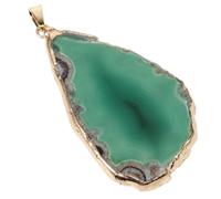 Hemobllo Green Agate Slice Pendant with Gold Edged Plated, DIY Jewelry Making Supplies, Perforated Agate Charms for Necklace Craft, Wind Chime Ornament Accessories for Women