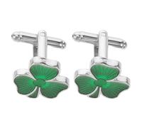 Hemobllo Green Shamrock Cufflinks for Men, 2pcs Alloy Material with Sturdy Construction and Easy to Put, Elegant Classic Style for St Patrick's Day and Weddings