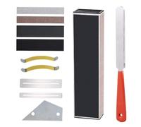 Hemobllo Guitar Repair Maintenance Tool Kit 11pcs Including Fret Crowning File and Fingerboard Guard for DIY Works with Stainless Steel and Plastic Materials