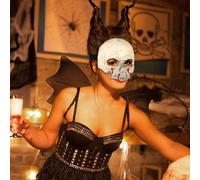 Hemobllo Halloween Blood Pattern Half Face Skull Mask,pu Material,multi-color, for Party Use, Scary Masquerade Costume Mask