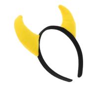 Hemobllo Halloween Devil Horns Headband Lightweight Bull Horn Cosplay Hairband for Adults and Comfortable Grosgrain Ribbon Headwear Halloween Costume Party Accessory in Yellow