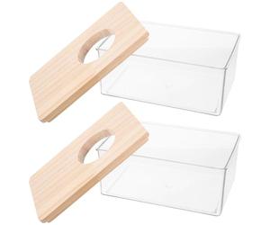 Hemobllo Hamster Cage Sand Bath Box 2Pcs Acrylic Bathtub 15.5×10×7Cm Suitable for Small Animals Including Mice and Chinchillas