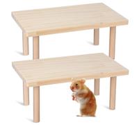 Hemobllo Hamster Wooden Platforms 2 Pieces Premium Wood Material 25X15X11Cm Multi-Level Cage Accessories for Small Animals Including Hedgehogs and Hamsters