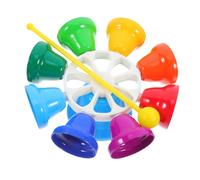 Hemobllo Hand Bell with 8-tone for Octave and Percussion Instrument Early Educational Teaching Aid 8 Colour Handbells Lightweight Metal Design for School Home Use