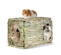 Hemobllo Hand-woven Bunny Bed Straw Nest for Rabbits and Cats, Comfortable Woven Rabbit House Providing A Chew and Rest Shelter, Unique Natural Grass Small Animal Shelter