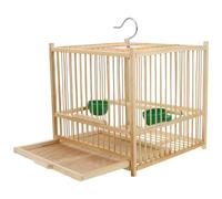 Hemobllo Handmade Bamboo Small Birdcage for Parakeet Lovebird Cockatiel with 1.1cm Wire Spacing, Two Feeding Cups, Hanging Hook Indoor Bird Cage for Home Use