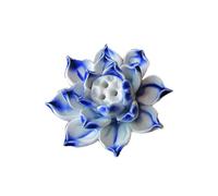 Hemobllo Handmade Ceramic Lotus Ornament in Blue, Suitable Size for Display on Your Desk or Home Decoration, Simple and Fashion Style Lotus Crafts Table Decoration