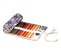 Hemobllo Handmade Ethnic Style Canvas Pencil Roll Wrap, Portable 24-Slot Large Capacity Pencil Storage Organizer, Suitable for Art Supplies and School Stationery