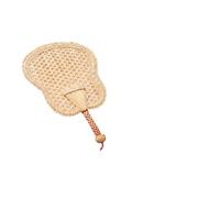 Hemobllo Handmade Knitted Cattail Leaf Fan Summer Cooling Handheld Fan Light Yellow with Hanging Rope for Home Decoration and Travel