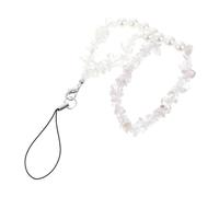 Hemobllo Handmade Natural White Pearl Crystal Phone Chain Strap Decorative Beaded Mobile Phone Hanging Accessory for Women Wrist Lanyard
