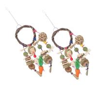 Hemobllo Hanging Bunny Toy 2pcs Natural Handmade Rabbit Chew Toys for Teeth Care Small Animal Cage Accessories Suitable for Rabbits, Chinchillas, and Hamsters