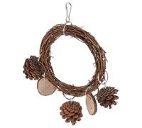 Hemobllo Hanging Climbing Ring Bird for Cockatiel and Other Birds Chewable Parrot Chew with Rattan Pine Cone and Wood Chip Materials and Home Use to Satisfy Chewing Instinct