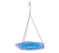 Hemobllo Hanging Outdoor Metal Bird Feeder Tray with Flower Design Blue Purple Iron Platform Bird Feeding Dish for Garden Balcony for Pigeons