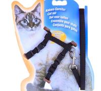 Hemobllo Harness Safety with Cat Leash Nylon Adjustable, Black and Metal Material, Easy to Wear Strap for Cats and Kittens, for Daily Walks and Outdoor Activities