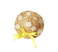 Hemobllo Hat, Dog Sombrero Hat Sun Cap Floral Chihuahua with Bow Adjustable Chin Strap Sun Handcrafted Woven for Small Dogs Puppy Cats Kitty