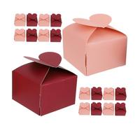 Hemobllo Heart Favor Candy Boxes and Wedding Favor Boxes, 100pcs Red Pink Pearlized Paper, Macaron Pastry Packaging for Baby Shower, Birthday Party, Guest Treats