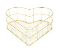 Hemobllo Heart-shaped Iron Sundries Storage Box with Drainage and Wear Resistance Features, Golden Multi-purpose Desktop Organizer Suitable for Tabletop and Home Use