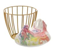 Hemobllo Hen Shape Ceramic Egg Storage Basket with Large Capacity and Sturdy Iron Frame, Practical Kitchen Organizer for Vegetables and Fresh Eggs, for Kitchen and Moving into Random Color