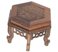 Hemobllo Hexagonal Wooden Plant Pot Riser and Tea Pot Pedestal Stand in Coffee Colour for Home or Office Display, Space-saving Chinese Style Display Base for Urns and Planters