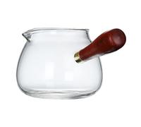 Hemobllo High Borosilicate Glass Tea Fair Cup 350ml with Wooden Side Handle, Heat-Resistant Teaware Accessory for Household and Tea Room Use