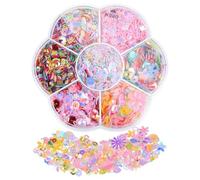 Hemobllo Holographic Loose Sequins for Crafts and Nail Art, Irregular Colorful Glitter Embellishments for Handmade Clothes, Hair Clips, and Party Decorations, 2pcs Box