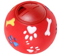 Hemobllo Interactive Dog Treat Dispensing Ball for Aggressive Chewers, Large 14cm Red Rubber Dog Ball for Puppy Training and Stimulation