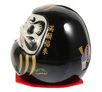 Hemobllo Japanese Ceramic Darma Figurine Decor Traditional Wealth Charm Statue for Home Car Office Mild Ceramic Miniature Ornament Lucky Black Peaceful Design