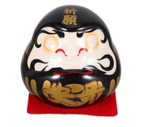 Hemobllo Japanese Miniature Ceramic Lucky Charm Figurine 6cm Black Matte Ornament for Car Dashboard and Home Decor, Small Collectible Desktop Statue