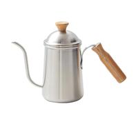 Hemobllo Japanese Style Stainless Steel Coffee Brewing Kettle with Wooden Handle Outdoor Camping Long Spout Hot Water Pot Efficient Heat Conduction and Lid Design for Temperature Retention