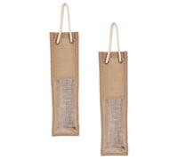 Hemobllo Jute Wine Bottle Bags 2Pcs with Window and Handles for Wedding and Party Use