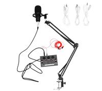 Hemobllo Karaoke Equipment and Live Sound Card Set Compatible with Phone or Computer 11 Pcs with Condenser Microphone, Metal Material, Easy to Install for Live Broadcast and Home Use