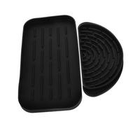 Hemobllo Kitchen Drip Tray Set 2pcs Black Silicone Drip Catcher and Half-moon Water Dispenser Tray for Fridge and Coffee Machine, Drainboard for Kitchen Sink and Water Dispenser Accessories