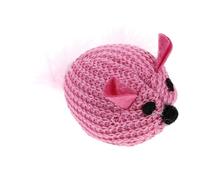 Hemobllo Knitted Plumage Mouse Cat Soft Plush Small Interactive Scratching Mouse Plaything for Kittens Indoor Household Pink