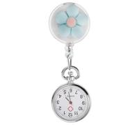 Hemobllo Lapel Watch Stretchable Retractable Watch with Second Hand Cartoon Flower Clip Lapel Pocket Clasp for Graduation Students Sky- Blue