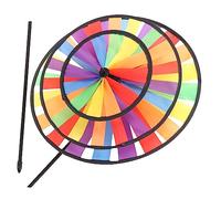 Hemobllo Large Three Layer Colorful Rainbow Cloth Wind Spinner Rotary Windmill for Garden Decoration Durable Outdoor with Sunflower Design