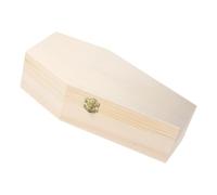 Hemobllo Large Wooden Coffin Shaped Box with Lid for Halloween Candy and Gothic Decor Spacious Craft Storage Case for Treats Jewelry and Spooky Party Favors