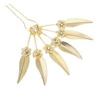 Hemobllo Leaf Flower Hairpin French Hair Pin Polished Appearance Securely Holds Hairstyle Elegant Chic Golden Rhinestone Zinc Alloy Metal Hair Accessory for Women Dinner Party