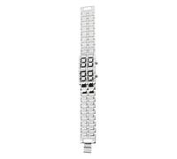 Hemobllo LED Digital Watch, Rectangular Alloy Case Retro with Red LED Display Accurate Timing and Long-Term Operation, Stylish Silver Bracelet Watch for Men for Everyday Wear