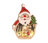 Hemobllo LED Wooden Santa Claus Ornament Christmas Desktop Adornment Festive Home Decoration for Xmas Party with Creative Light Design