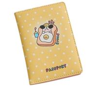 Hemobllo Lightweight Pu Leather Passport Holder Wallet with Secure Storage and Cartoon Design Practical Travel Passport Cover for Students and Office Use Yellow Travel Organiser