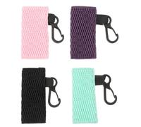 Hemobllo Lipstick Holding Cover Keychain 4Pcs Polyester Pouches Pink Black Sky Blue Purple for Makeup Storage