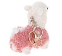 Hemobllo Lovely Plush Alpaca Keychain Pendant with Pink Plush and Gold Metal Ring, Small Stuffed Alpaca Doll Hanging Charm for Bags and Key Holders, Cute Decorative Accessory for Women