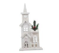 Hemobllo Luminous Wooden Castle Xmas Ornament Decorative House Model Festive Desktop Decor for Party Photo Prop Home Holiday Celebration