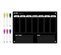 Hemobllo Magnetic Planner Dry Erase Board Acrylic Small Schedule Board for Refrigerator Home Daily Planning with Erasable Black Message Display and Markers