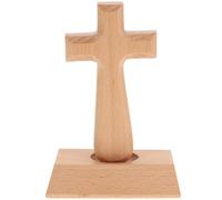 Hemobllo Magnetic Standing Cross 5.7" Solid Beech Wood Easter Resurrection Tabletop Decor, Detachable Handheld Comfort Crucifix for Lent Prayer, Christian Gift for Kids & Adults