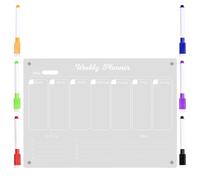 Hemobllo Magnetic Weekly Planner for Fridge Acrylic Reusable Erasable Whiteboard Weekly Calendar Organizer for Kitchen and Office Use
